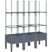 vidaXL Jardinière avec treillis bleu gris 120x40x142,5 cm PP