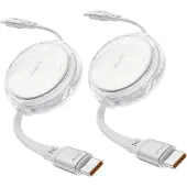 IOttie Lot de 2 câbles USB-C rétractables 100 W, blanc