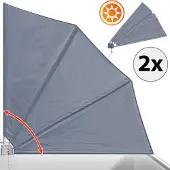 Detex 2x Eventail de balcon 140x140cm anthracite pliable paravent