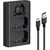 K&F Concept NP-FZ100 Chargeur double batterie USB-C avec écran