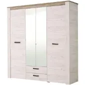 Dmora Caiano - Grande Armoire 199x207h cm Blanc Mélèze, 2 Tiroirs