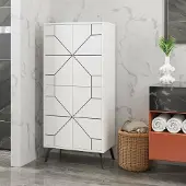 Dmora Boussole - Armoire Multiusage Grande, 63x136h cm Blanc, Portemanteau