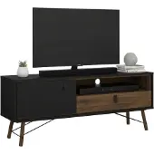 Dmora Antoine - Meuble TV, 150x40x60h cm Noir, un tiroir