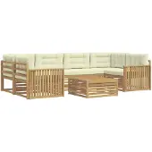 vidaXL Ensemble de salon de jardin 7 pièces, blanc et crème
