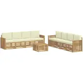 vidaXL Ensemble de salon de jardin , 9 pièces, blanc et crème, en polyester