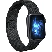 Pitaka Carbon Fiber Link Band Retro 42/44/45/49mm (Acier inoxydable, Fibre de carbone), Sangles de montre, Gris, Noir