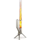 Gardenflare 10001, foyer extérieur autonome, fermé, à granulés de bois, argenté, transparent, pour l'extérieur, de forme ronde