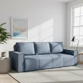 Dmora Naturno - Canapé-lit 3 places, 231x99 cm bleu, Rangement