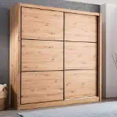 Dmora Dugnano - Grande Armoire, 213x216h cm Chêne Marron, Porte-manteau