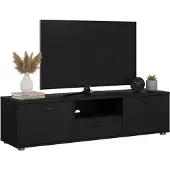 Dmora Charo - Meuble TV, 147x40x38 cm Noir, un Tiroir