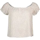 Superdry 1/2 Button Woven Short Sleeve Top Beige 2XS Femme