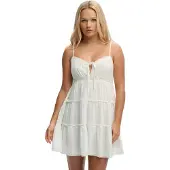 Superdry Cheesecloth Tiered Mini Sleeveless Short Dress Blanc M Femme