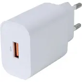 Deltaco USB-AC182 chargeur de périphérique mobile Blanc Intérieur (18 W, 1 portion), Chargeur USB, Blanc