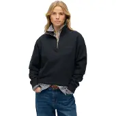 Superdry pour femme. W2012666A Sweat Essential Logo Emb Half Zip marine (XXS), Casuel, Coton, Manche longue
