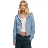 Superdry pour femme. W2012286A Sweat Essential Logo Cropped bleu (L), Casuel, Coton