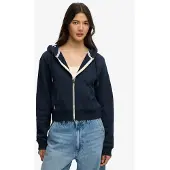 Superdry Essential Logo Cropped Full Zip Sweatshirt Bleu 2XS Femme