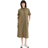 Dockers Button Front Short Sleeve Midi Dress Marron L Femme