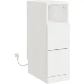 SoBuy Table de chevet Cream White 2 tiroirs LED