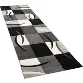 Tapis.fr Tapis moderne Diamora noir-blanc 80x300 cm