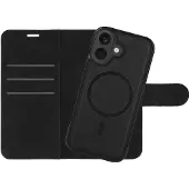 Just in Case Herausnehmbare PU-Leder Book Hülle Schwarz Apple iPhone 17 (Apple iPhone 17), Coque pour téléphone portable, Noir