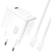 Dudao A28CEU Adapter 45Watt 1xUSB-C (1m USB-C to USB-C cable included) Hvid