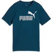 Puma T-Shirt 'ESS No.1' bleu cyan / gris clair / blanc
