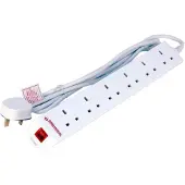Microconnect 6-way UK Surge Protected Power Strip 2M White (MC-UKSURGESTRIP6-2M)