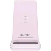 Canyon Wireless Charger WS-304 IP, QC18W, 3en1, entrée 9V/2A, 12V/1.5A, sortie 15W/10W/7.5W/5W, Type-C vers USB-A, rose