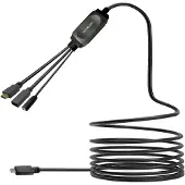 VivoLink USB-C HUB Cable with USB3.0 & Charging 7.5m noir