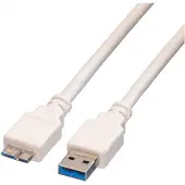 Value Câble USB 3.2 Gen 1, A ST - Micro B ST, blanc, 0,8 m