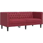 vidaXL Ensemble de canapé Chesterfield 3 pièces vin rouge similicuir
