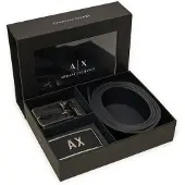Armani Exchange pour homme. XM000185AF11958MC038 Ceinture en cuir avec deux passants noirs (OSFA), Casuel