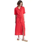 Roxy Island Escape Solid Short Sleeve Long Dress Rouge XS Femme
