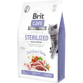 Brit Care Cat Grain-Free Sterlized Weight Control - hypoallergénique sans céréales de canard &amp; dinde pour chats adultes stérilisés et chats en surpoids - 2 kg