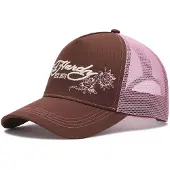 Ed Hardy Casquette marron / rose / blanc cassé