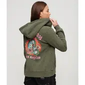 Superdry Tattoo Rhinestone Full Zip Sweatshirt Vert 2XS Femme