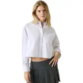 GUESS Jeans W6rh64wh7p1 Cropped Long Sleeve Shirt Blanc S Femme