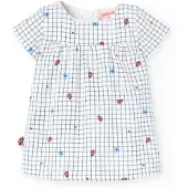 Boboli Poplin Check Short Sleeve Dress Blanc 6 Months Fille