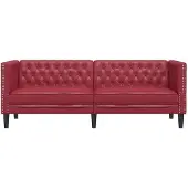 vidaXL Canapé Chesterfield 3 places vin rouge similicuir
