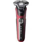Philips SHAVER Series 5000 S5883/10, rasoir rotatif, noir, rouge, boutons, LED, batterie / USB, 60 min