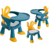 Ikonka Chaise de table d'alimentation et de jeu jaune et bleue