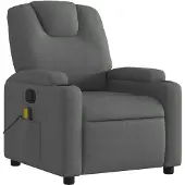 vidaXL Fauteuil relax de massage, tissu, gris foncé