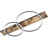 Eglo Plafonnier LED Boyal en métal noir avec socle en bois, 3000 K (blanc chaud)