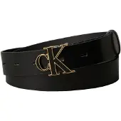 Calvin Klein Ceinture 'CK Monogram Buckle' or / noir