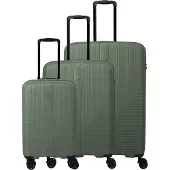 Travelite Valise à roulettes AIR STRIPE 4 roues, grande/moyenne, extensible, taille S, verte