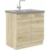 BigBuy Lassen Meuble Bas De Cuisine Sous Évier L 80 Cm - Décor Chene Clair Sonoma