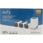 Eufy Caméra extérieure à recharge solaire Anker E40 (lot de 3 + unité HomeBase 3) 2K blanche