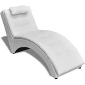 vidaXL Chaise longue avec coussin Blanc Similicuir