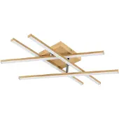 Eglo Plafonnier LED aspect bois Lasana 4, plafonnier couloir salon, lampe en forme de tige plafond blanc chaud