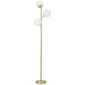 Mauro Ferretti Lampadaire Glamy À 3 Lumières - Lampe Sur Pied E14 En Métal Doré Avec 3 Sphères En Verre Blanc Ø 36 X 190 Cm - Design Glamour